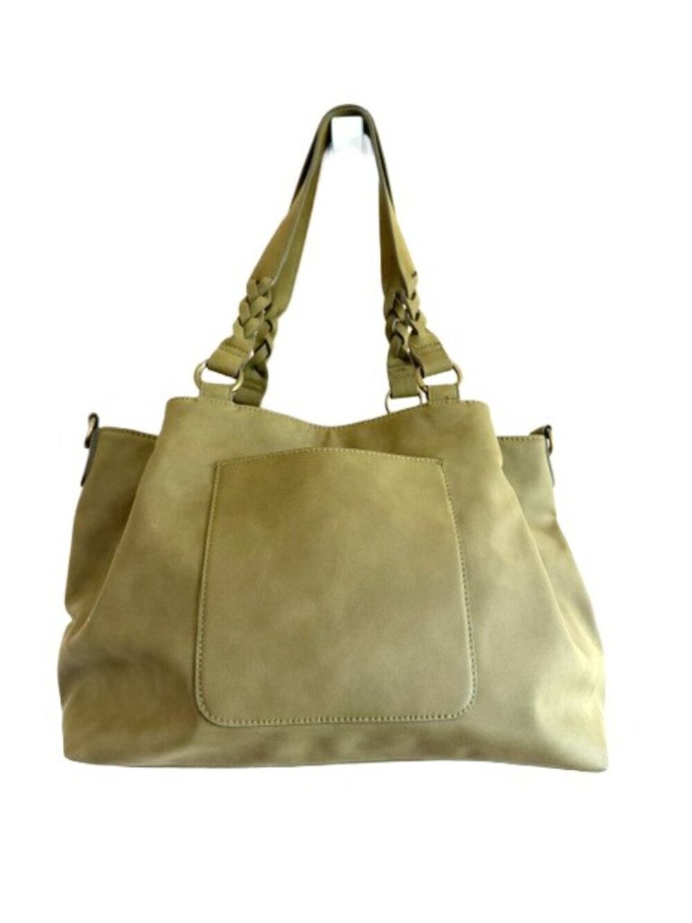 Universal Thread Olive Green Faux Suede Shoulder Bag Braided Handle Tote